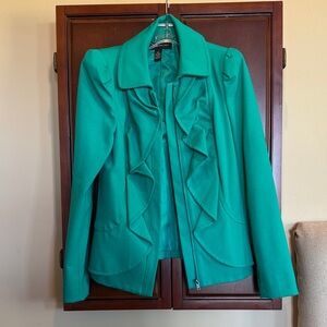 INC International Concepts Teal Ruffle Blazer